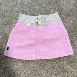 Polo by Ralph Lauren Light Pink and Cream Kids Skirt with shorts EUC